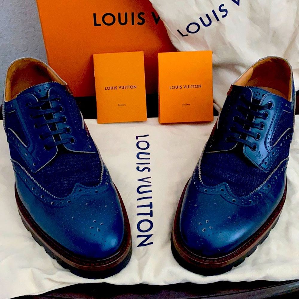 Louis Vuitton Voltaire Derby in Blue US size 11 worn one time and with receipt.